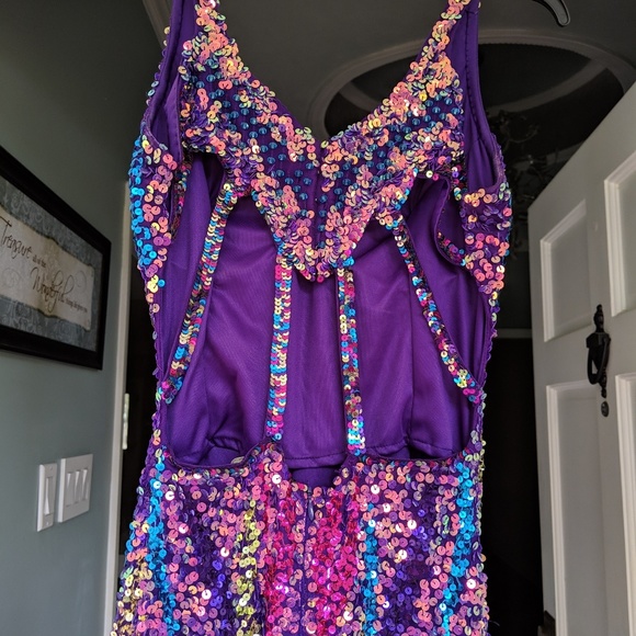 Iridescent Purple Prom Dres - Picture 4 of 8